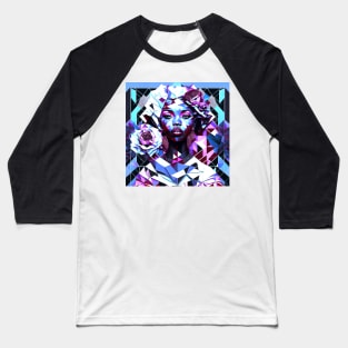 [AI Art] Beautiful (though nonexistent) Rose lady - Geometric Art Style Baseball T-Shirt